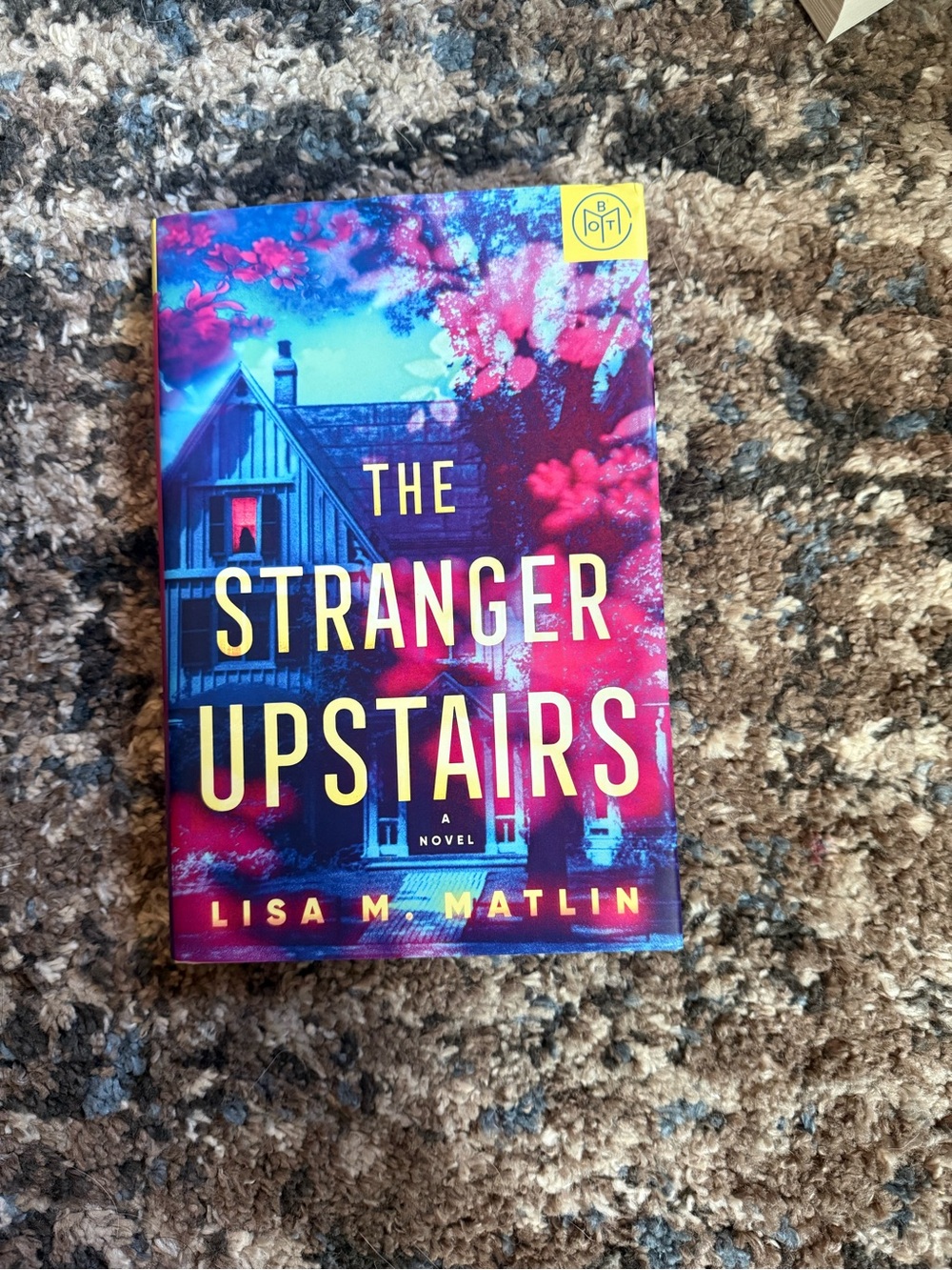 The Stranger Upstairs by Lisa M. Matlin - Vibrant Blue & Pink Cover